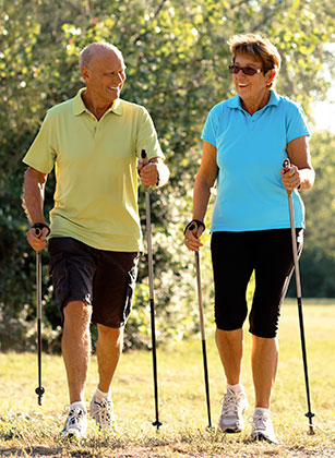 Wellness And Recreation Couple Pole Walking