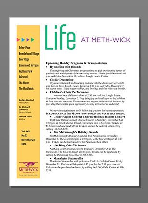 Resources Life At Meth-Wick Newsletter
